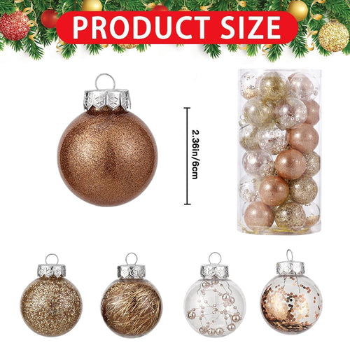 30PCS Christmas Ball Ornaments Set for Xmas Tree, Shatterproof Plastic Hanging Holiday Balls for Festive Christmas Party