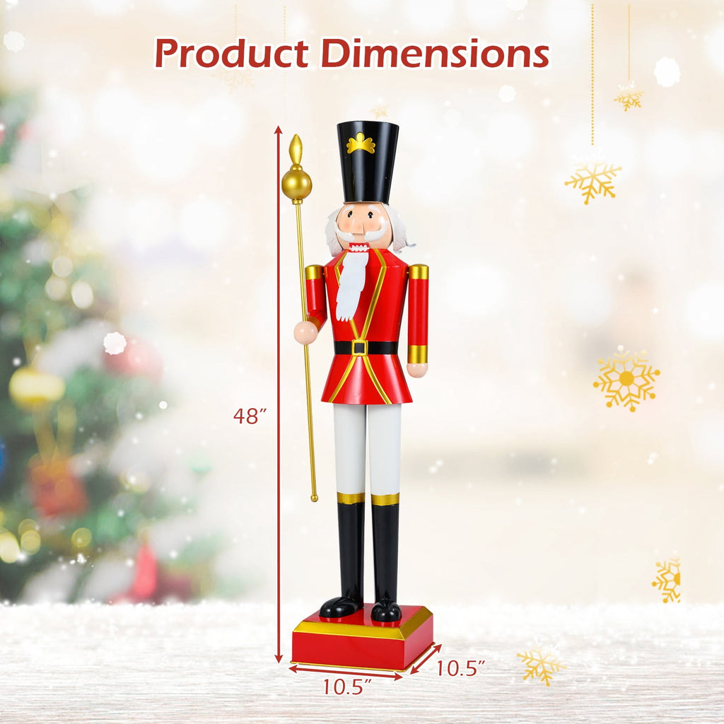Gymax 4' Outdoor Christmas Nutcracker w/High Hat & Beautiful Scepter Uniform & Boots for Yard Black