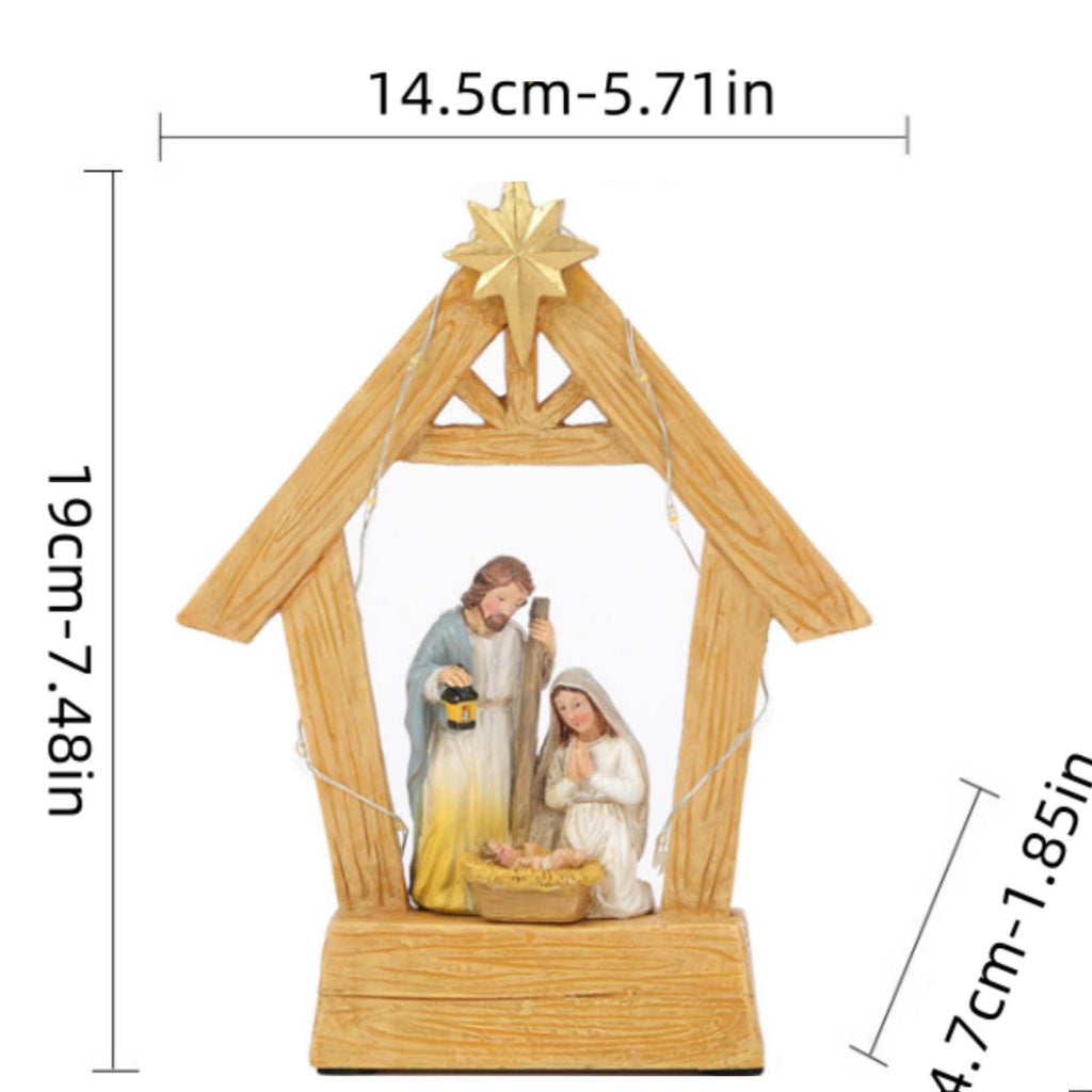 Oefntac Birth Scene Horse Trough Ornament Nativity Set Christmas Indoor Nativity Scene Indoor Christmas Tabletop Decoration Memory (Figurines Nativity Scene)