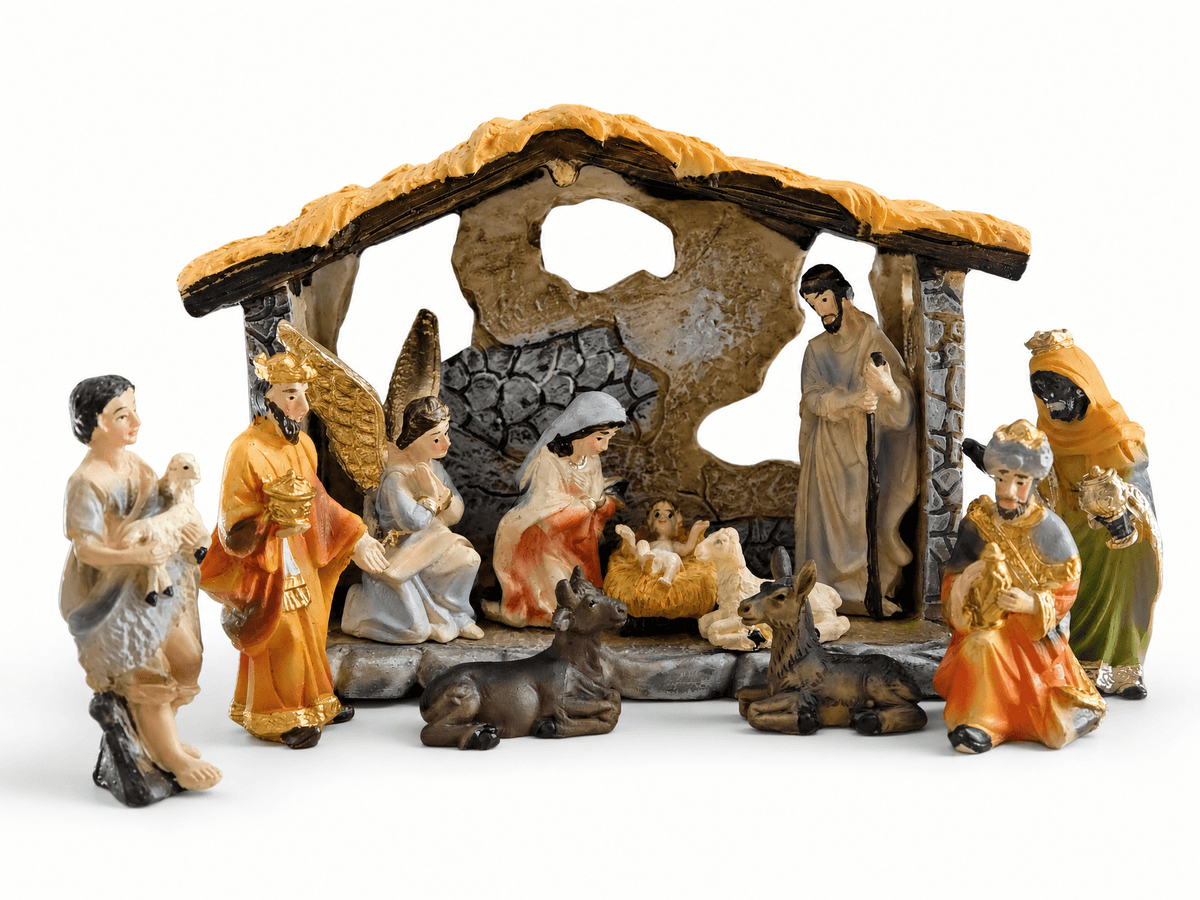 LUMIARTISAN 12-Piece Mini Nativity Set, Resin Christmas Manger Decor