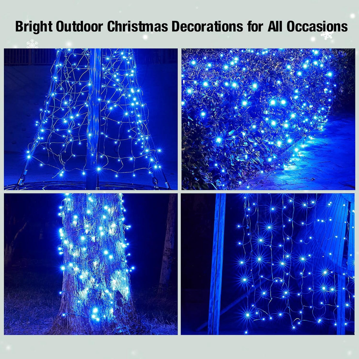 Christmas Net Lights Outdoor, 192 LED 9.8Ft x 6.6Ft Net Lights, Waterproof Christmas Outdoor Mesh Lights for Tree Bushes Holiday Party Garden, Holiday Wedding Party Decorations