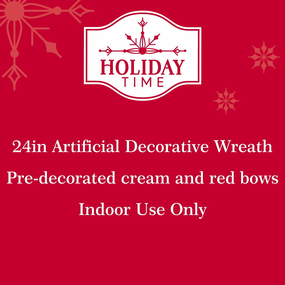 Evergreen Artificial Christmas Wreath with Bows, Green/Red/White, 24", by Holiday Time