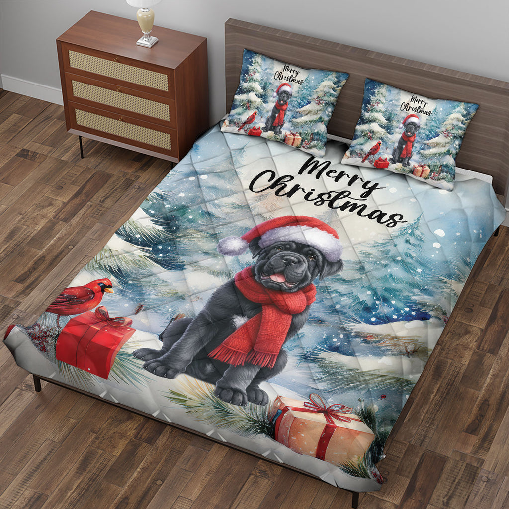 Merry Christmas French Bulldog Enjoys Woofmas Winter Xmas Holiday Quilt Bedding Set Dog Lover Gifts 1 Blanket Bed Cover 2 Pillowcases - 02022