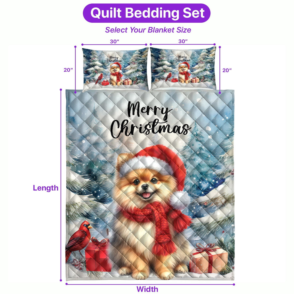 Merry Christmas French Bulldog Enjoys Woofmas Winter Xmas Holiday Quilt Bedding Set Dog Lover Gifts 1 Blanket Bed Cover 2 Pillowcases - 02022