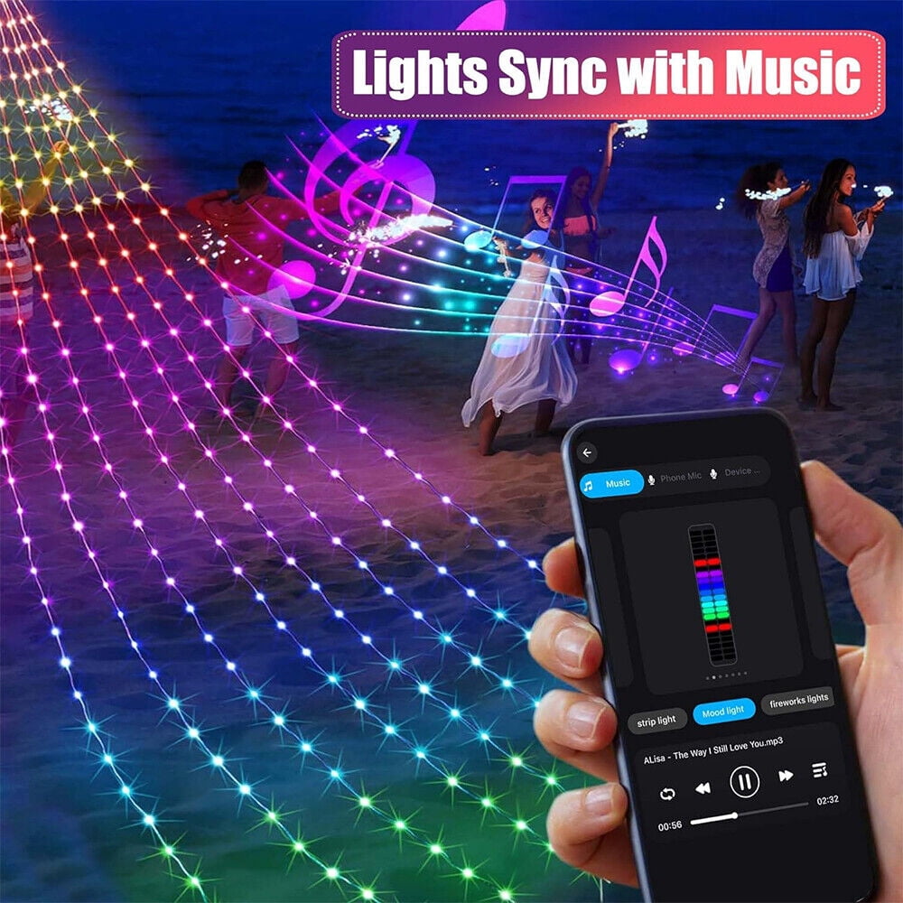 IC ICLOVER Christmas String Lights, 6.56FT x 400LEDs Waterfall String Lights, App Control with Remote, 10 Modes Christmas Tree Lights Waterproof for Indoor Outdoor Xmas Decorations