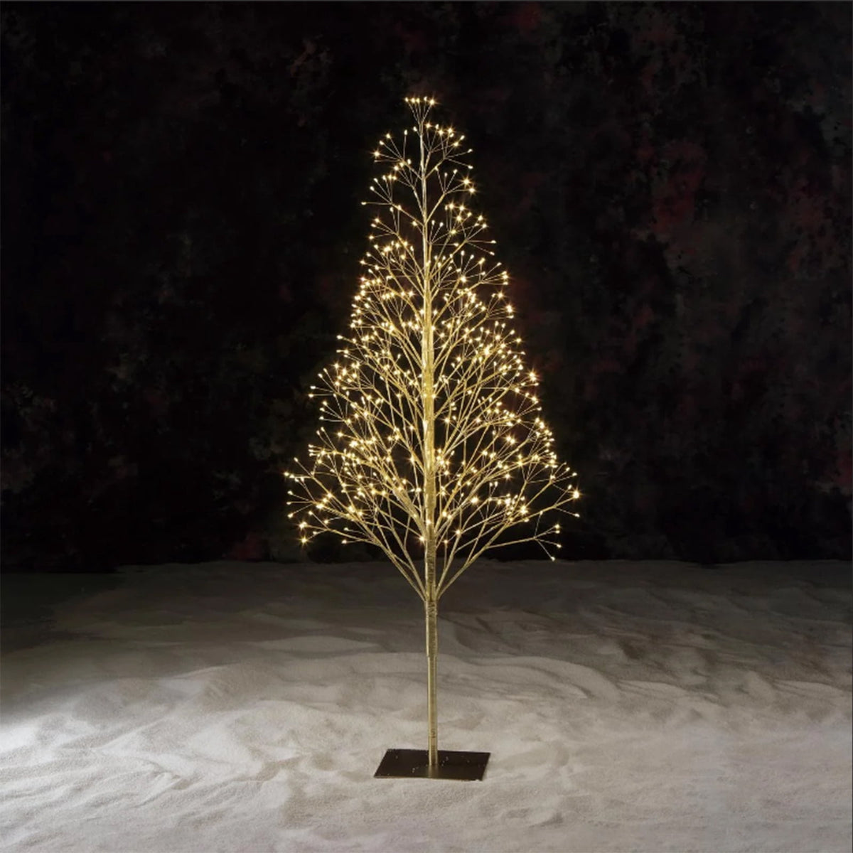 11.8Inch Pre-Lit Starburst Gold Artificial Christmas Tree with Warm White Twinkling LED Lights