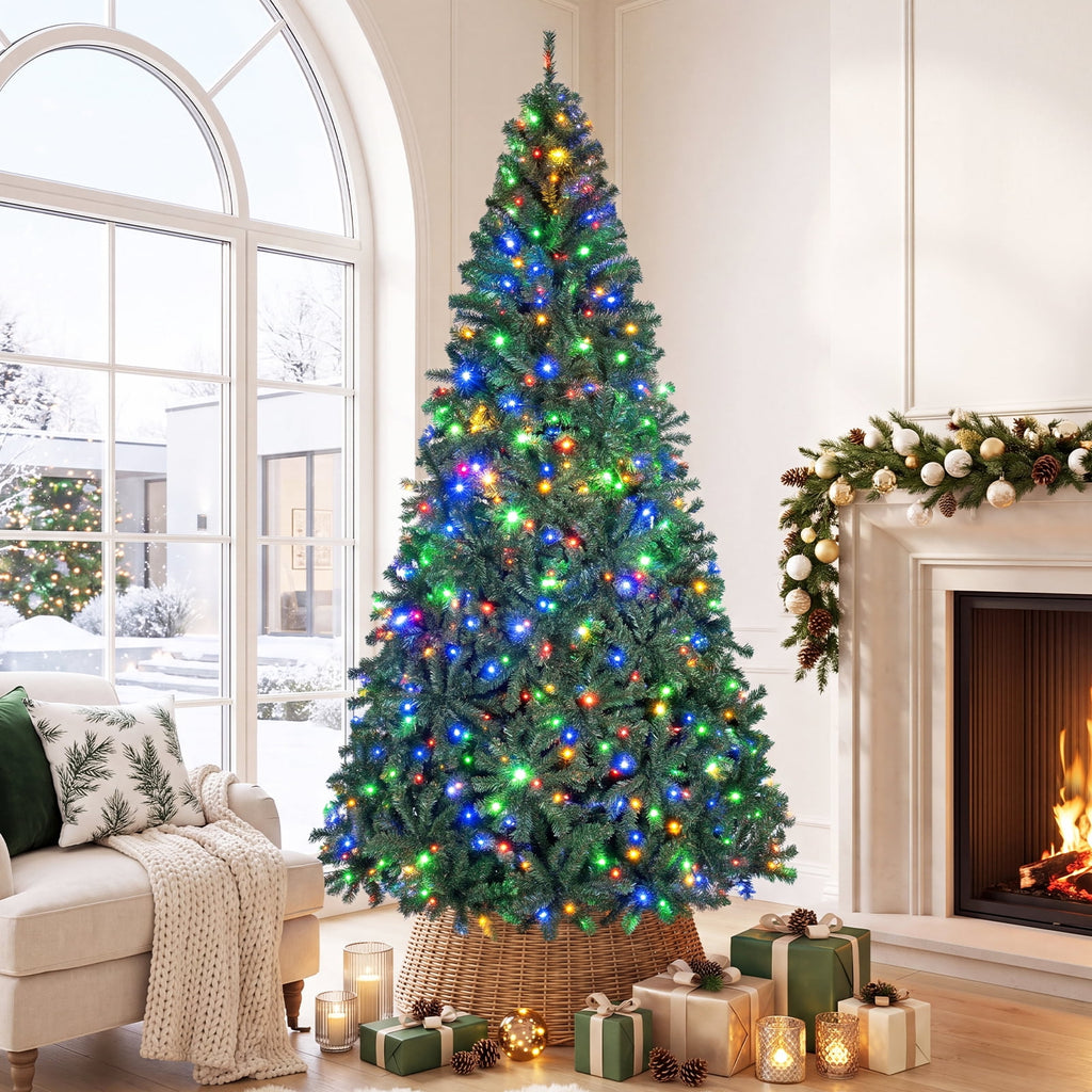 Costway 8Ft Pre-Lit Artificial Christmas Tree Hinged 750 LED Lights