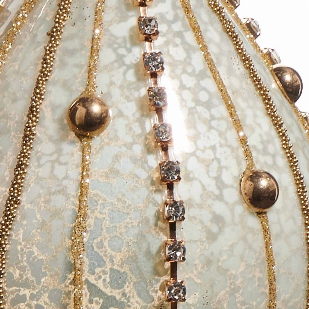 RAZ Imports 4" Rhinestone Mercury Glass Ball and Finial Christmas Ornaments - Set of 2