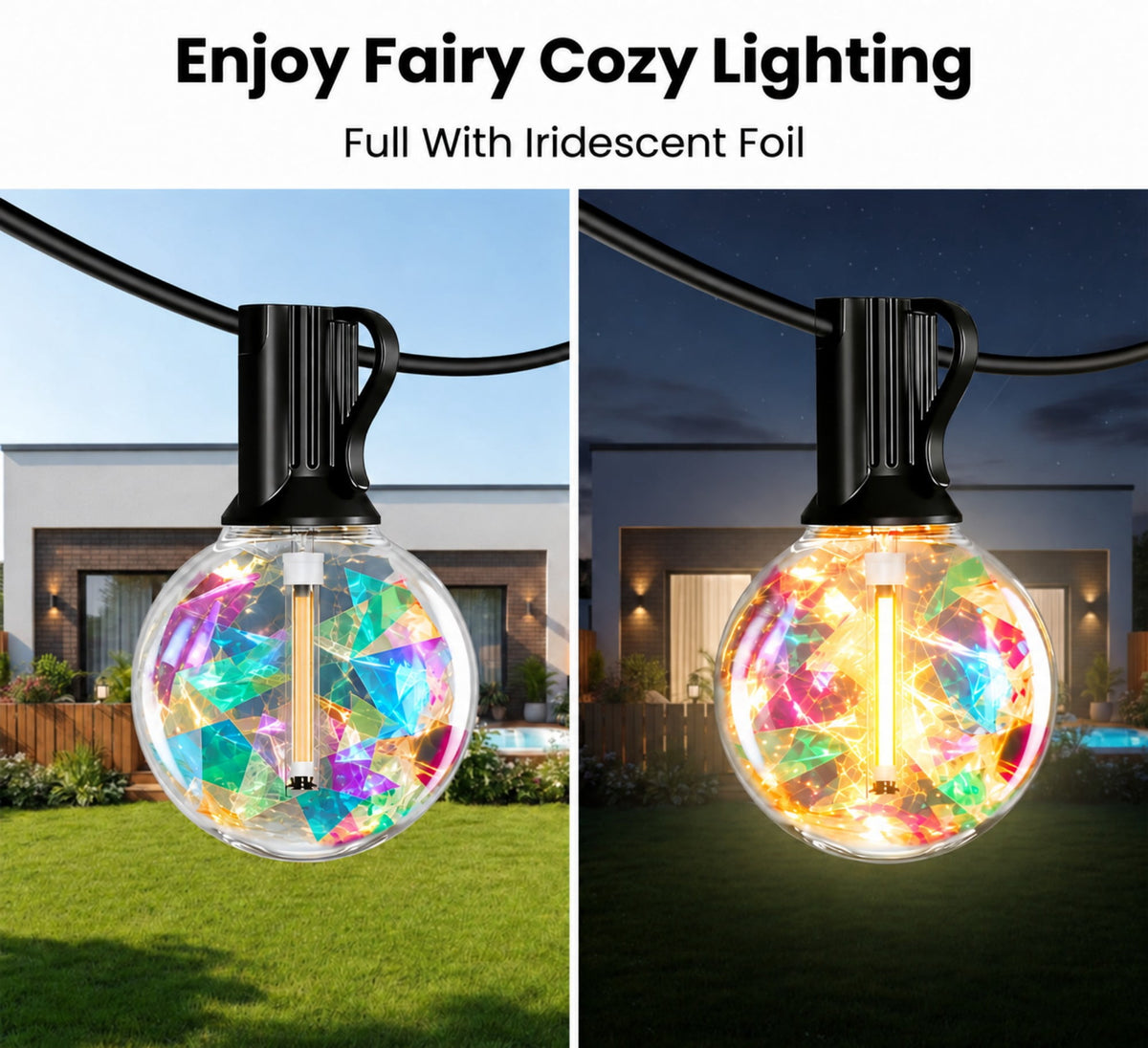 PHOPOLLO Outdoor String Lights 50ft G40, 20+1 LED Bulbs E12 Shatterproof, Waterproof Hanging Globe Lights for Patio, Garden, Christmas