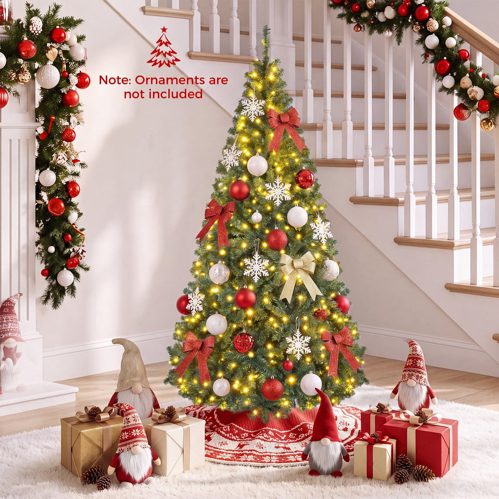 Costway 8Ft Pre-Lit Artificial Christmas Tree Hinged 750 LED Lights