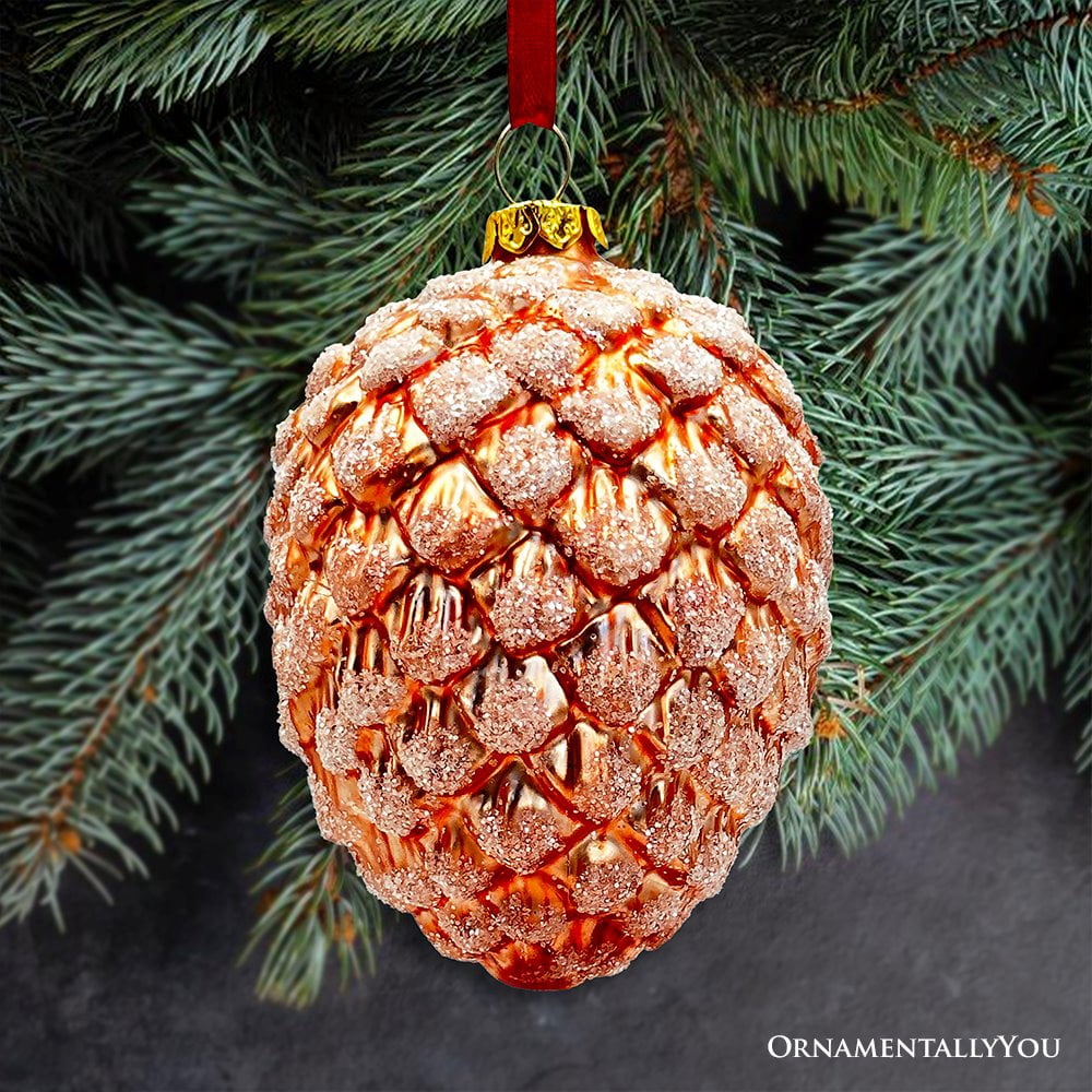 Illustrious Pinecone Beauties Woodland Animal Set of Four Glass Christmas Ornaments, Deer, Fox, Owl and Cardinal Vintage Winter Forest Decor