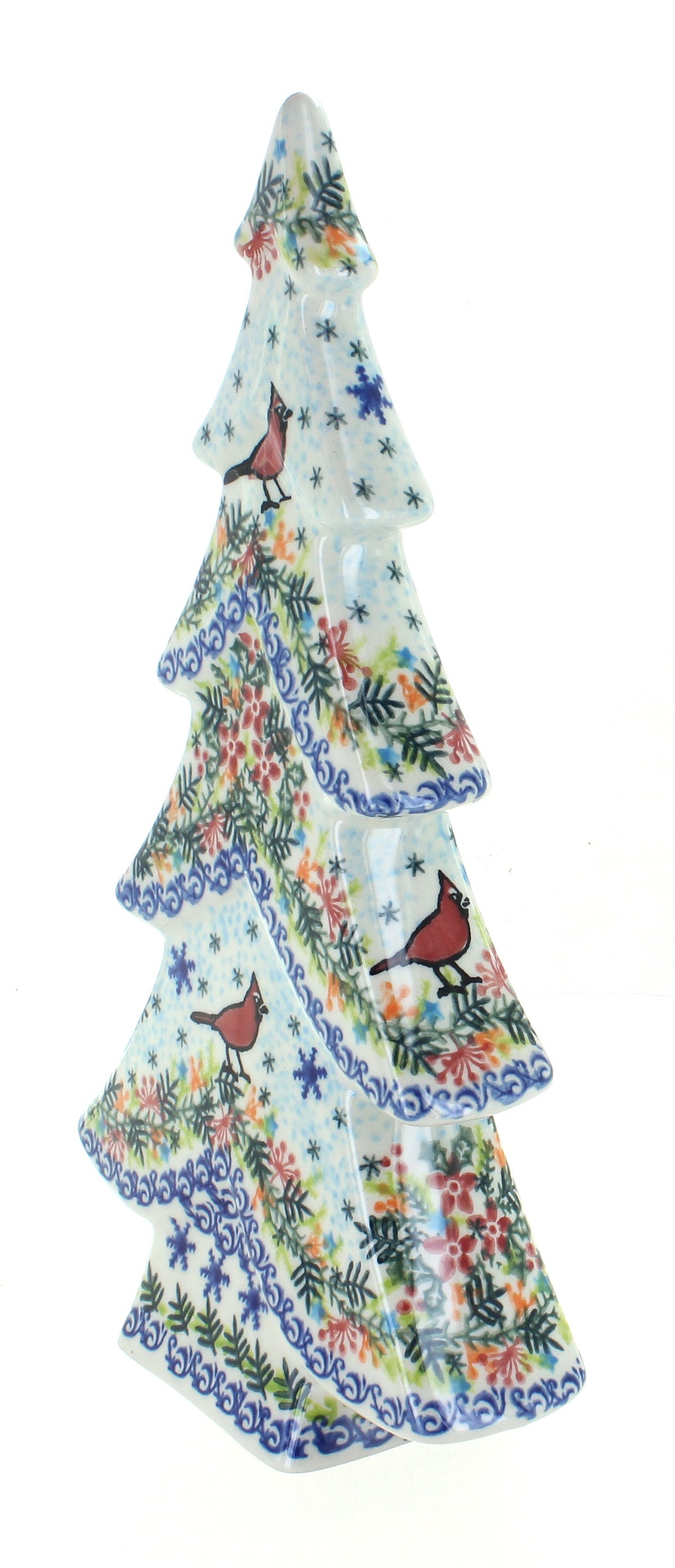 Blue Rose Polish Pottery Little Snowman Flat Christmas Tree