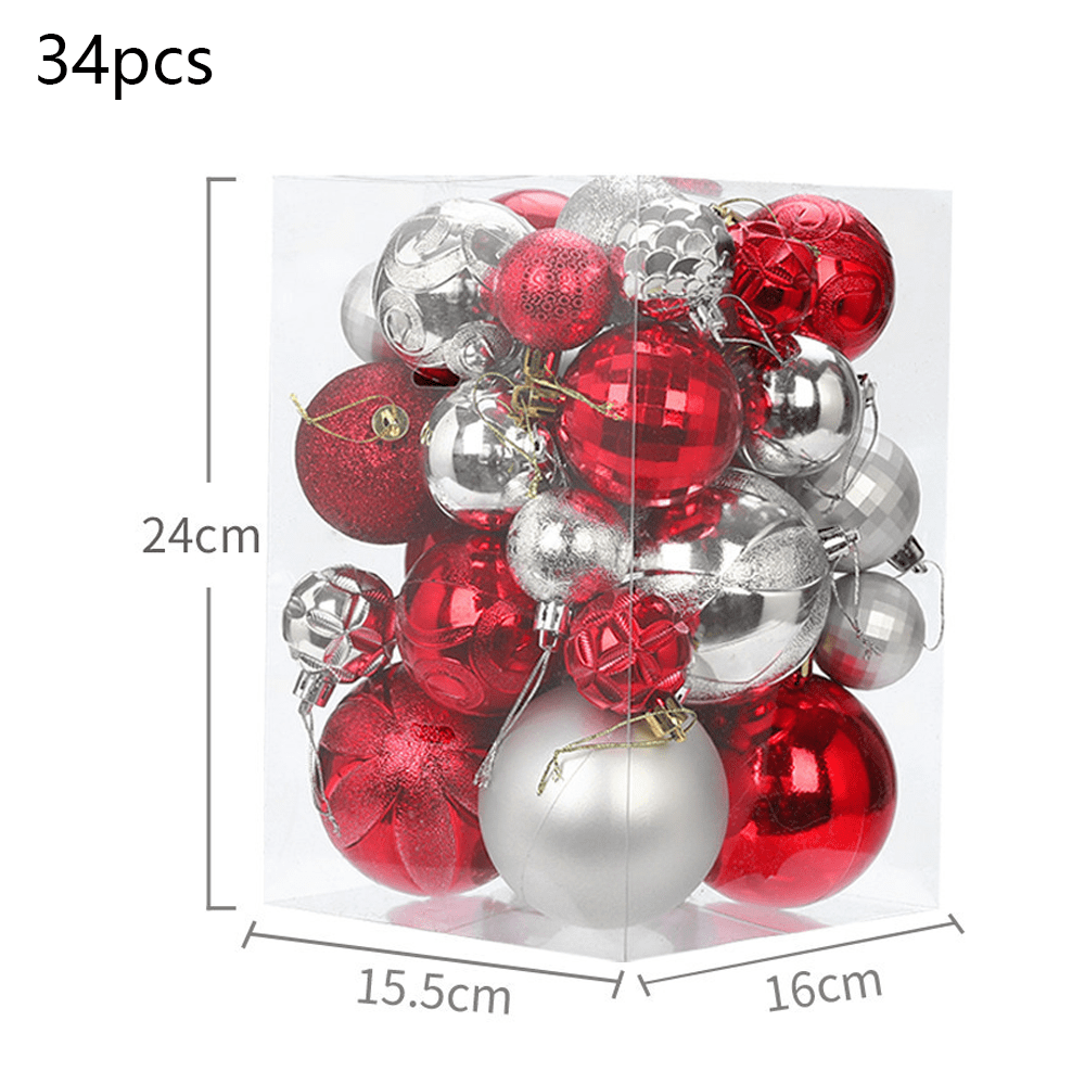 Christmas Ball Ornaments Christmas Tree Decorations Set Shatterproof Big Red Christmas Ornaments Balls for Holiday Party Wreath Xmas Tree Decor - red silver