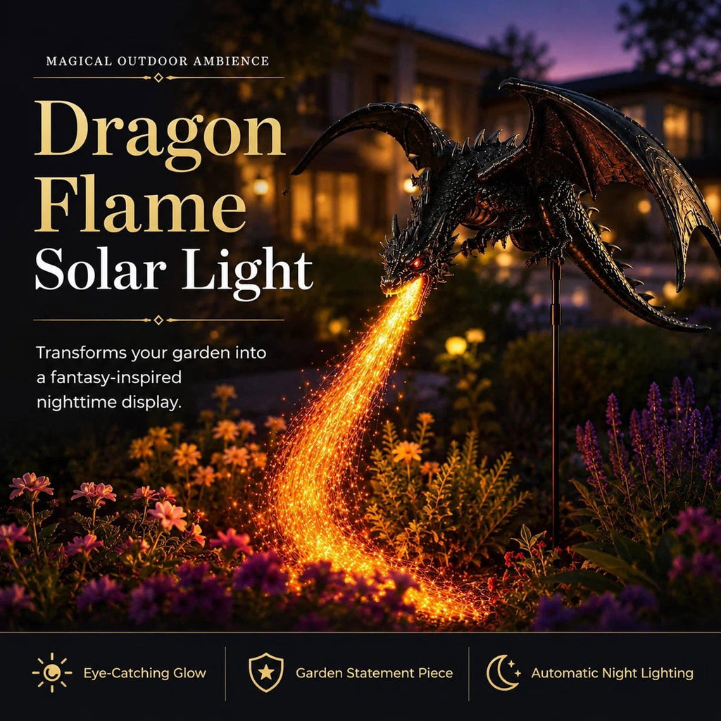 2027 New Solar Dragon Fire Garden Light, 30" Dragon Flame Solar Light, Dragon Garden Stake Outdoor Decor