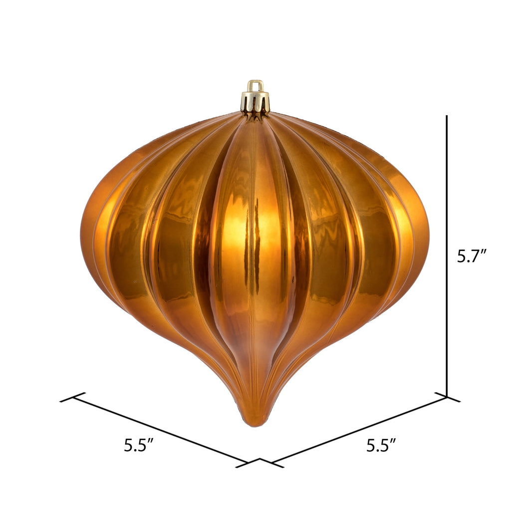 Vickerman 5.7" Burnished Orange Matte Onion Christmas Ornament, UV treated, Set of 3