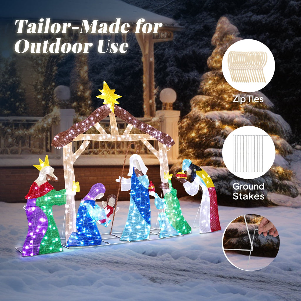 UBesGoo 5ft Light-Up Nativity Scene Decoration