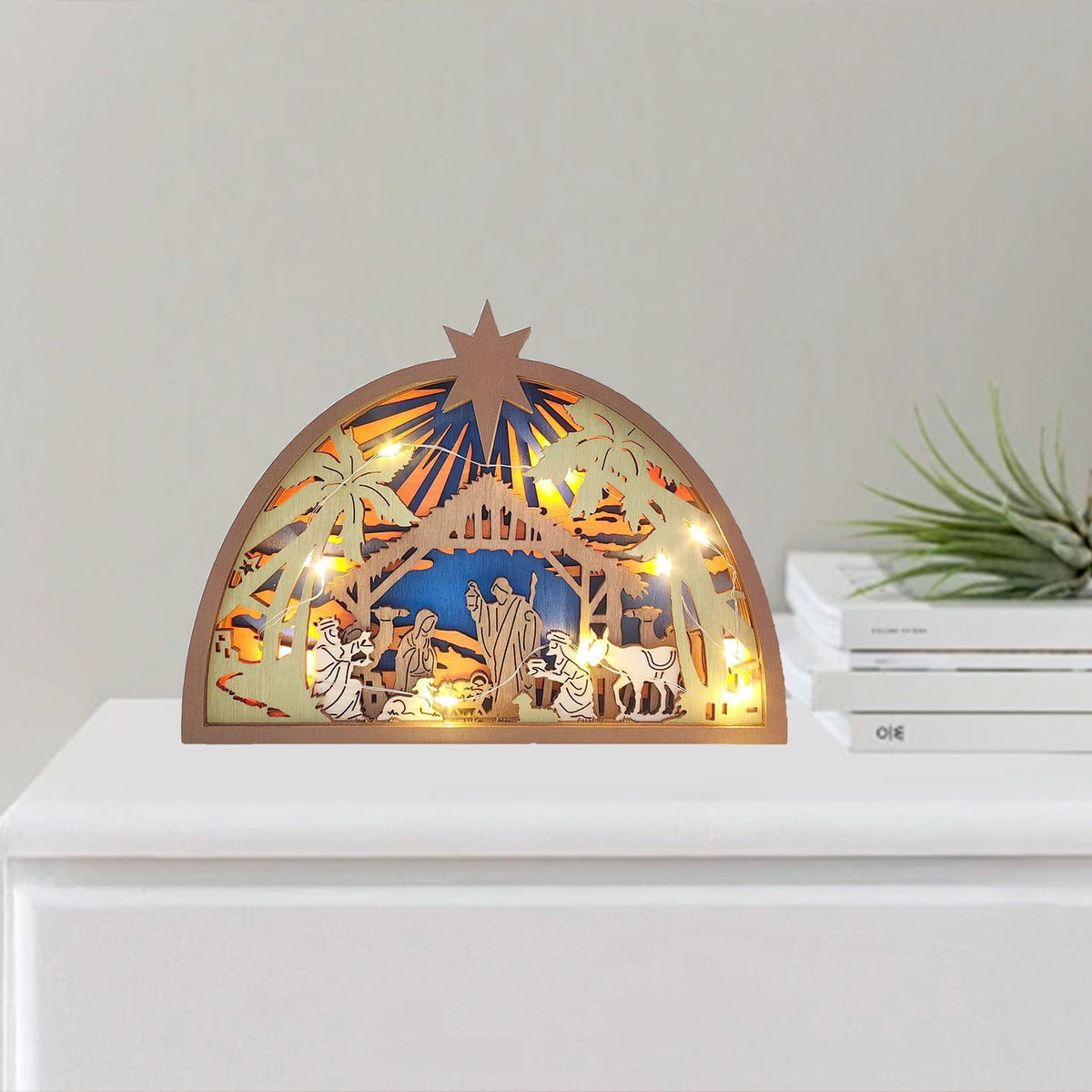 AuroraX Hanging Nativity Scene Sets for Christmas Decor,Holy Family Vintage Acrylic Ornament for Christmas Tree,Holiday Indoor Religious Decorations