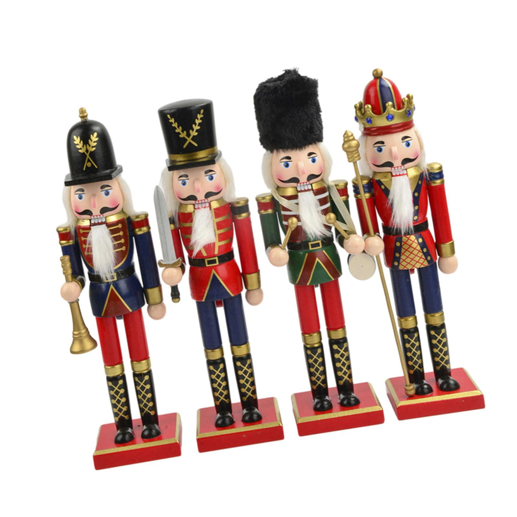 4x Nutcracker Ornaments Christmas Doll Painted Party Favors Holiday Present Classic Style Desktop Decor Nutcracker Figurines