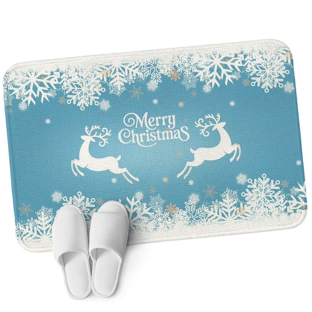 Black Christmas Washable Area Rugs for Living Room Bedroom, Large Non Slip Indoor Floor Carpet Absorbent Low Pile Elk Xmas Snowflake Winter Deer Door Mat Rugs for Bathroom Entryway 47.2"x63"