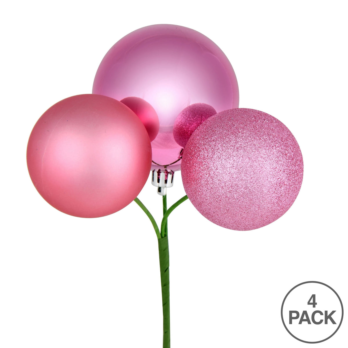 Vickerman 18" Coral Ball Ornament Christmas Pick, 4 per set