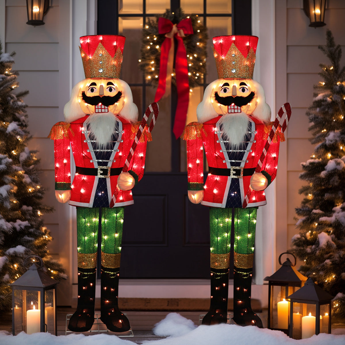 VEIKOUS 5ft Christmas Nutcracker Soldier Decoration, Xmas Indoor&Outdoor Decoration W/Candy Cane for Holiday Party