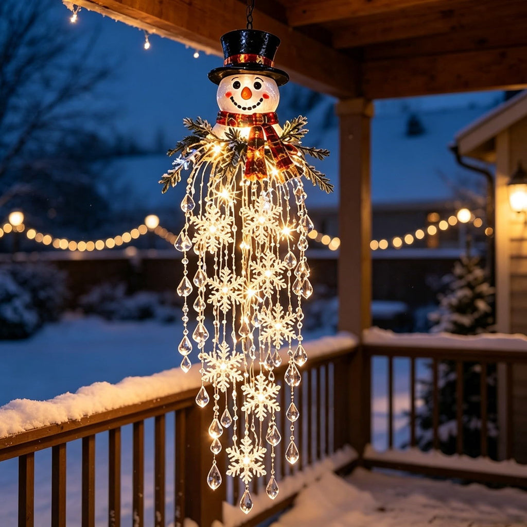 Crystal Cascade Christmas Light - Hanging Snowflake & Crystal LED Porch Decor(Blue light ball)