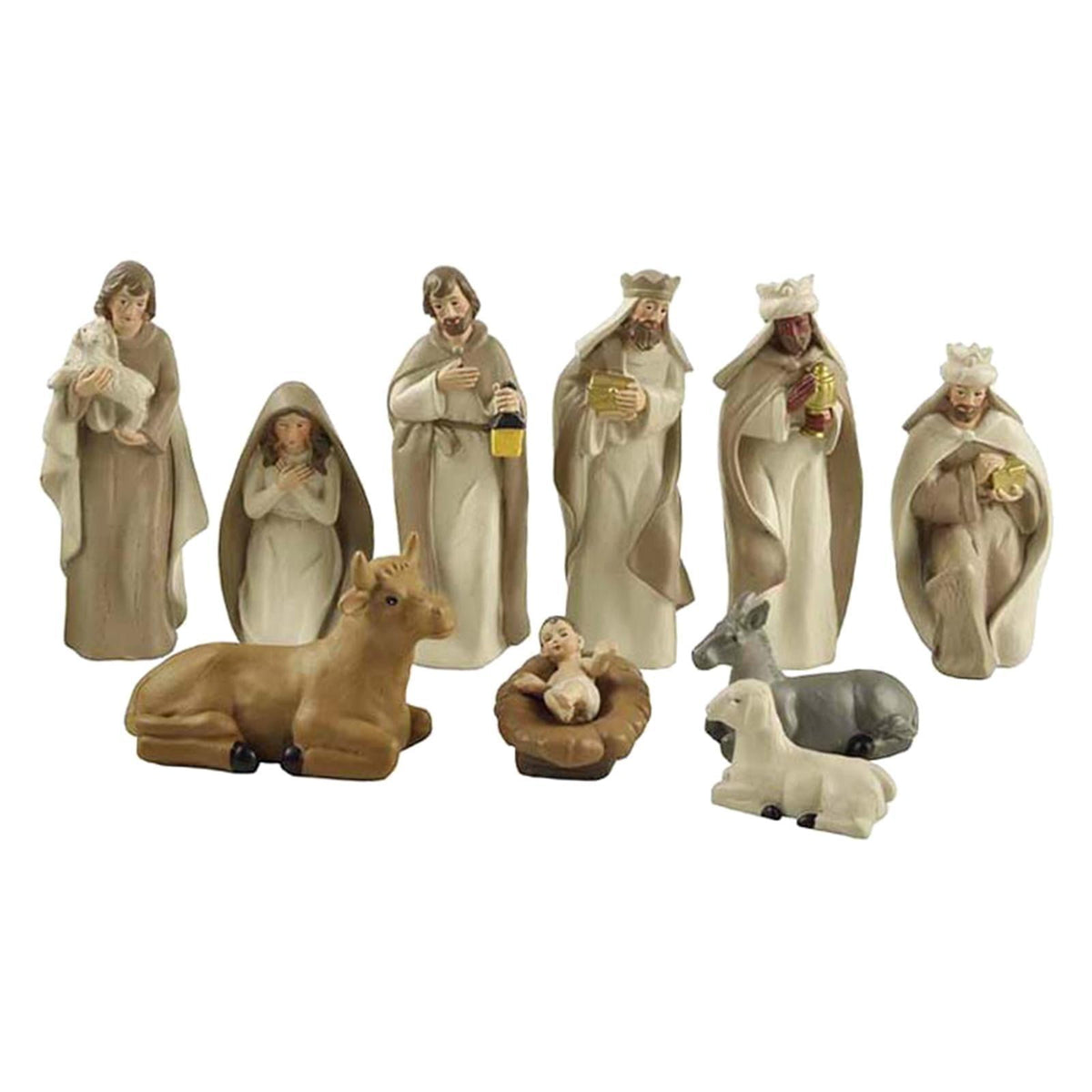 yotijay 10Pcs Home Decoration Nativity Scene Set Holy Family Statue Christmas Jesus Mary
